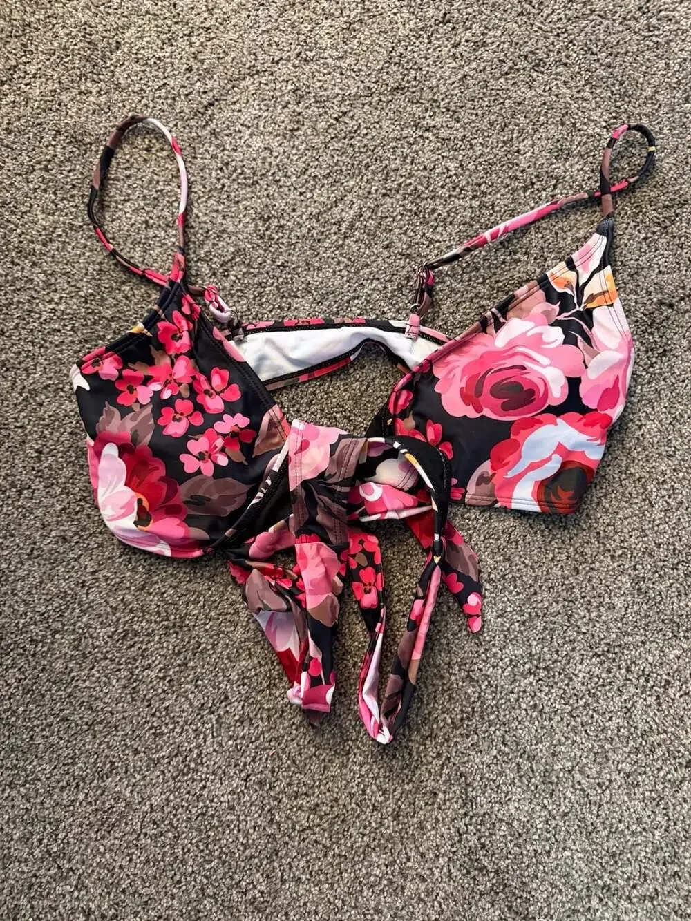 Floral Print Tie-Front Bikini Top